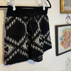 🌻Elan {S} Chunky Knit Black/White Fair Isle Pattern Shorts